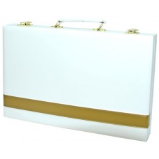 Backgammon 38 cm Wit m.gouden bies Backgammon 38 cm Wit m.gouden bies
