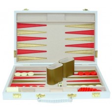 Backgammon 38 cm Wit m.gouden bies Backgammon 38 cm Wit m.gouden bies