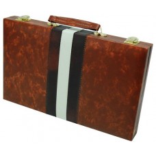 Backgammonkoffer 38 cm.bruin/wit/br.HOT
* levertijd onbekend *