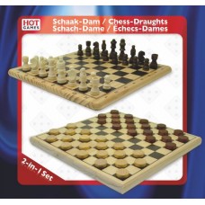 Schaak-Dam-Set hout bedrukt 29x29 cm.HOT Schaak-Dam-Set hout bedrukt 29x29 cm.HOT