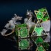 Dobbelstenenset Metaal Steampunk Groen