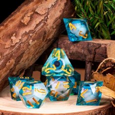 Dobbelst.Set Oog Liquid Blauw in tin doosje