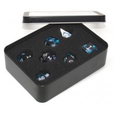 Dobbelst.Set Galaxy Blauw Tin doosje