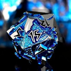 Dobbelst.Set Metaal Draak Silver/Blauw Tin Doosje