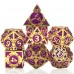Dobbelst.Set Metaal Goud/paars pijlen tin doosje