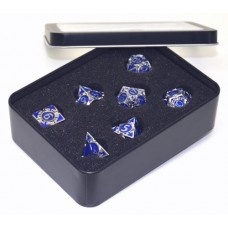 Dobbelst.Set Metaal Silver/Blauw pijlen