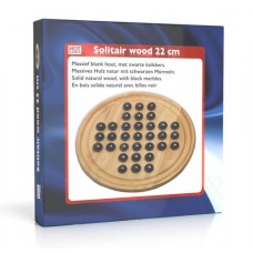 Solitair hout rond 22 cm.glazen knikkers