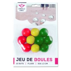 Jeu de boules butbal FLUOR Hout 30mm.10st Jeu de boules butbal FLUOR Hout 30mm.10st