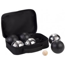 Jeu de Boules 6 bals zwart/chroom in tas Jeu de Boules 6 bals zwart/chroom in tas