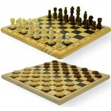 Schaak-Dam-Set hout bedrukt 29x29 cm.HOT