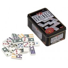 Domino Dubbel 12 in blik, punten gekleurd Domino Dubbel 12 in blik, punten gekleurd