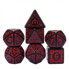 Dobbelst.Set Druide Zwart/Rood 7 delig.