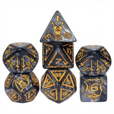 Dobbelst.Set Jumbo Warrior Zwart 7dlg Dobbelst.Set Jumbo Warrior Zwart 7dlg
