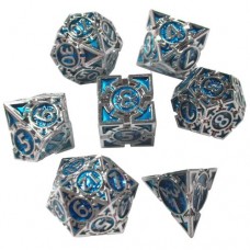 Dobbelst.Set Metaal Silver/Blauw pijlen