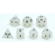 Dobbelsteen Set 7 st.Wit marmer/parelm. Dobbelsteen Set 7 st.Wit marmer/parelm.