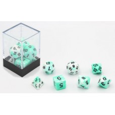 Dobbelstenen Wit/Mint 7 set Brick
* levertijd onbekend *