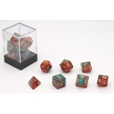 Dobbelstenen Stardust Rood/Groen 7set