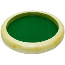Dobbelpiste blank hout rond 35cm.groen vilt