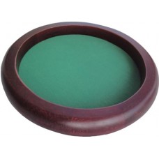 Dobbelpiste bruin hout rond 35cm.groen vilt